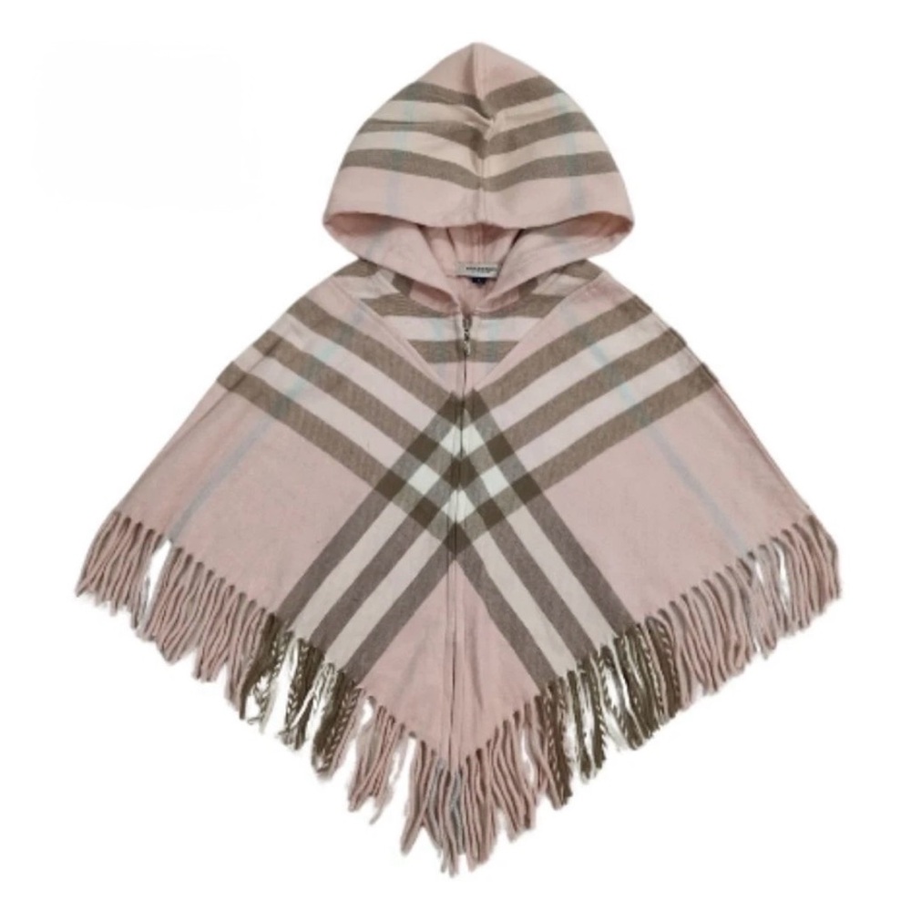 Burberry Pink and Brown Hooded Poncho cape